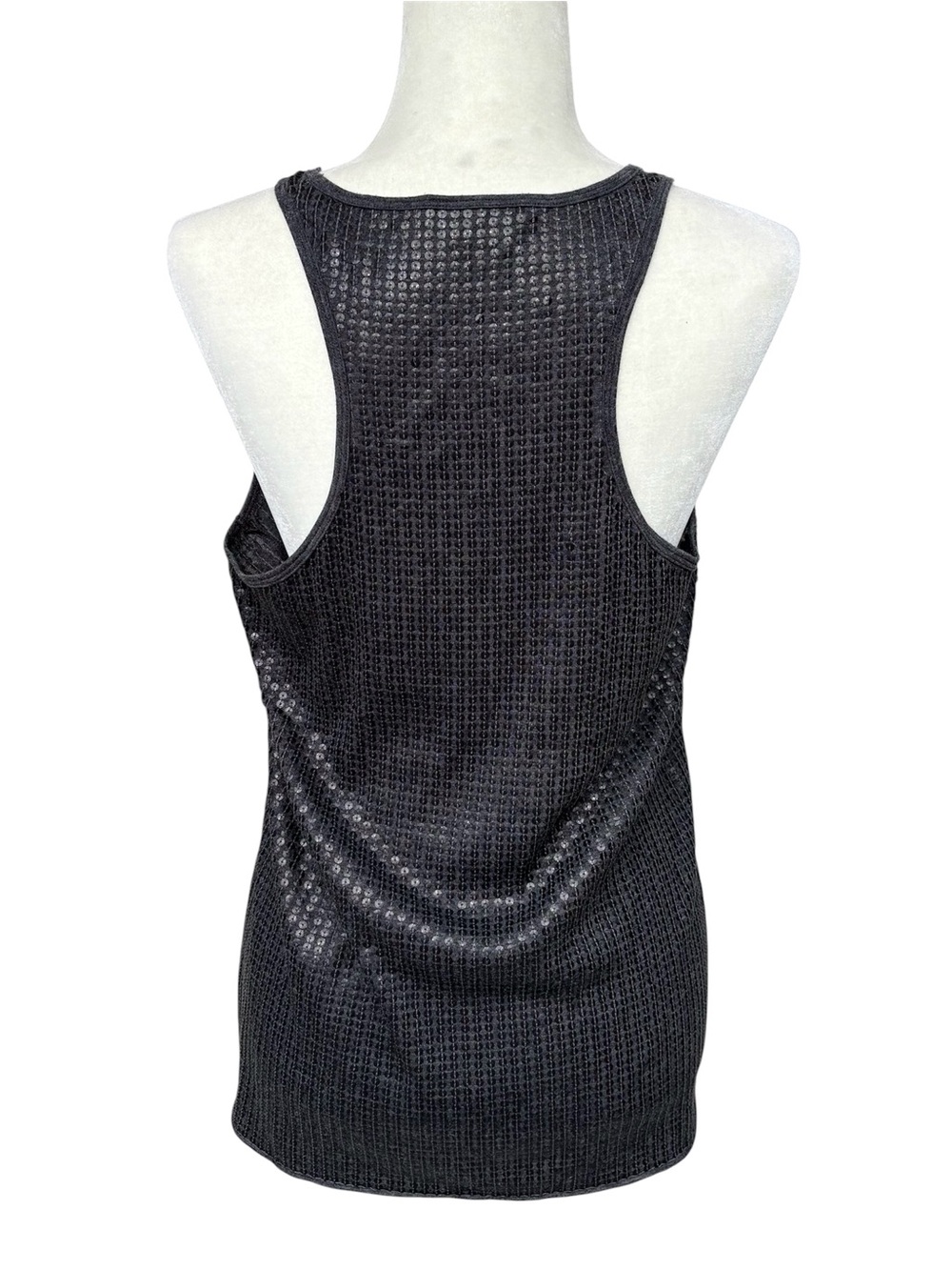 Vince Gray Sequined Open Knit Racerback Scoop Neck Tank Top Size M Medium - Picture 2 of 8